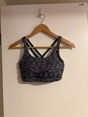 Lululemon Heathered Black & Gray Sports Bra with Crisscross Straps